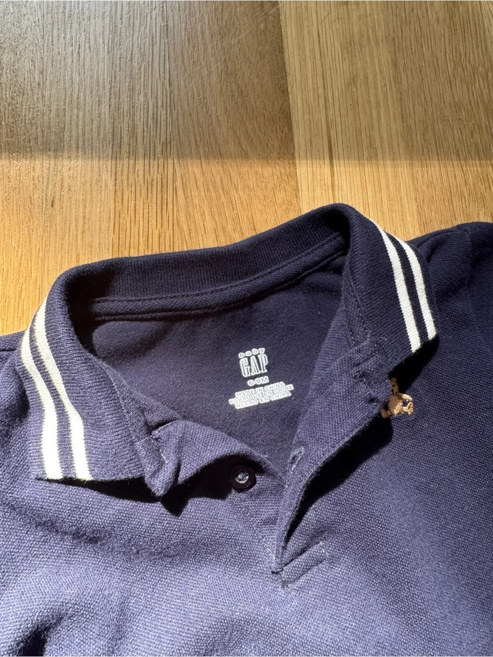 Baby GAP Navy Polo Romper with Cream Trim 6-9 months
